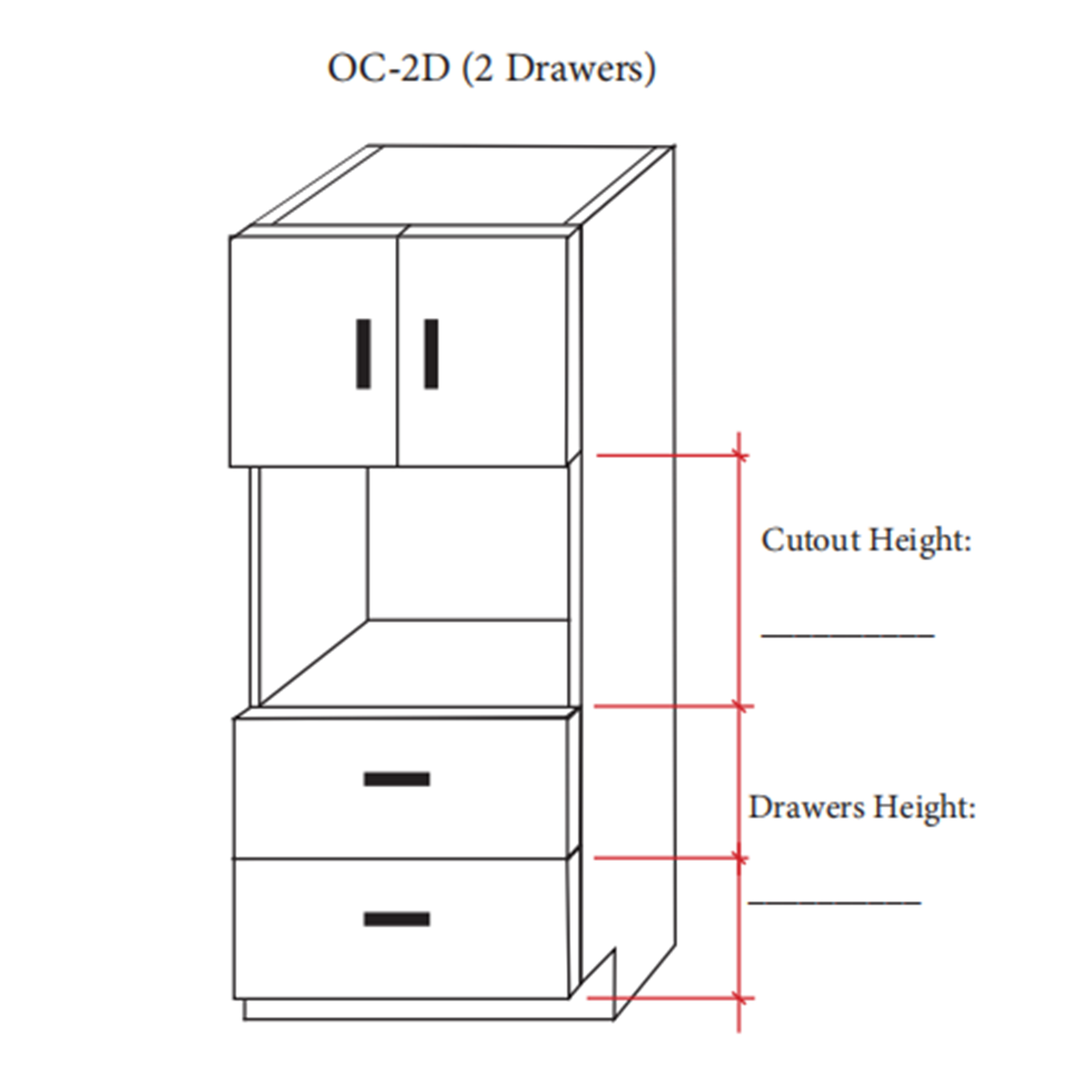 2 Drawers Oven Pantry Cabinet